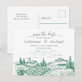 Elegant Vineyard Wedding Save the Date Aankondigingskaart (Voorkant / Achterkant)