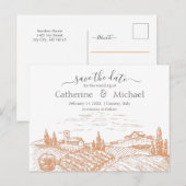 Elegant Vineyard Wedding Save the Date Announceme Briefkaart (Voorkant / Achterkant)