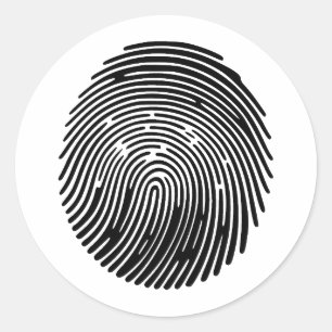 Elegant vingerafdruksilhouet in BW Ronde Sticker