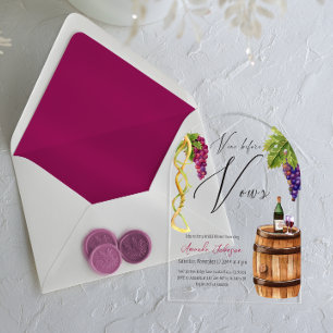 Elegant Vino Before Vows Wijnhuis Bruidsfeest Acryl Uitnodigingen