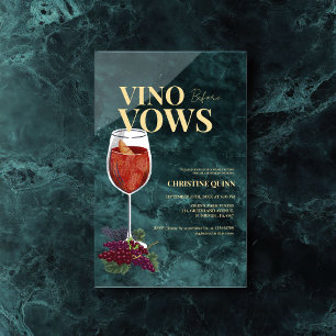 Elegant Vino voor de huwelijksbelofte Bruidsuitnod Acryl Uitnodigingen