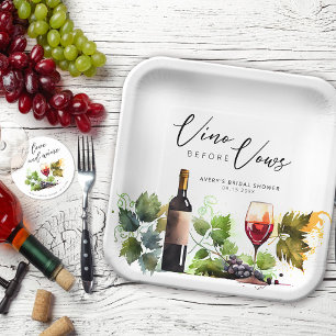 Elegant Vino Voor de Huwelijksgeloften Antieke Wij Papieren Bordje