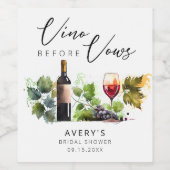 Elegant Vino voor geloften Vrijgezellenfeest Wijn Etiket (Enkel label)