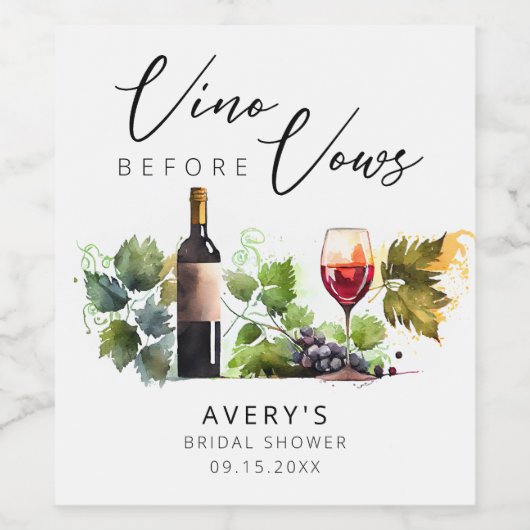 Elegant Vino voor geloften Vrijgezellenfeest Wijn Etiket (Enkel label)