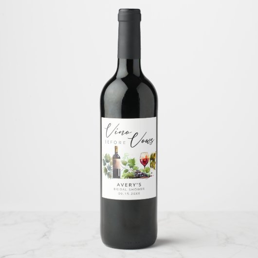 Elegant Vino voor geloften Vrijgezellenfeest Wijn Etiket (Voorkant)