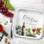 Elegant Vino voor geloften  wijn Waterverf Papieren Bordje<br><div class="desc">Verbeter uw vrijgezellenfeest ambiance met de verfijnde charme van deze Elegant Vino Before Vows Wine Waterverf Paper Borden, ideaal voor een wijnthema of wijngaard-geïnspireerd feest. Met prachtige waterverf illustraties en chique kalligrafie verheffen ze de esthetiek van elk evenement. Op maat gemaakt voor degenen die mikken op een wijngaard, land of...</div>