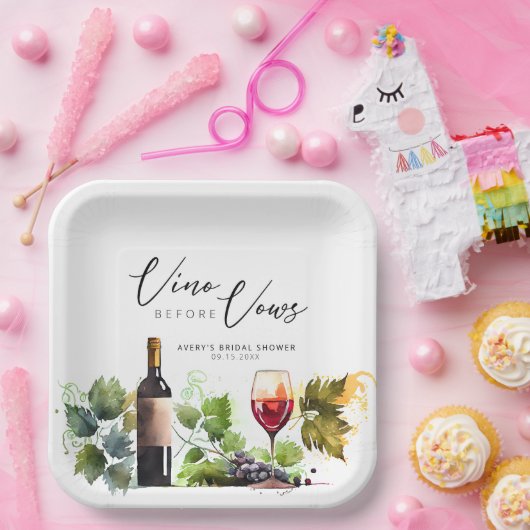 Elegant Vino voor geloften wijn Waterverf Papieren Bordje (Feest)