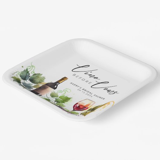 Elegant Vino voor geloften  wijn Waterverf Papieren Bordje (Gebogen)