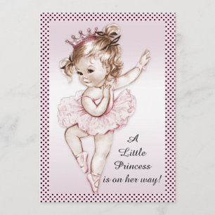 Elegant Vintage Ballerina Princess Baby shower Kaart