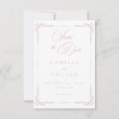 Elegant Vintage Baroque Dusty Pink Wedding Save The Date (Voorkant)