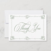 Elegant Vintage Baroque Sage Green Wedding Bedankkaart (Voorkant)