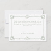 Elegant Vintage Baroque Sage Green Wedding Bedankkaart (Achterkant)