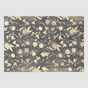 Elegant Vintage Beige Bloemige Handgeschreven Deco Tissuepapier