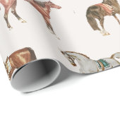 Elegant Vintage Beige Saddled Horses Cadeaupapier (Rol Hoek)