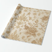 Elegant Vintage Beige & Sepia Inpakpapier (Uitgerold)