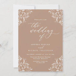 Elegant Vintage Beige Taupe Wedding Kaart