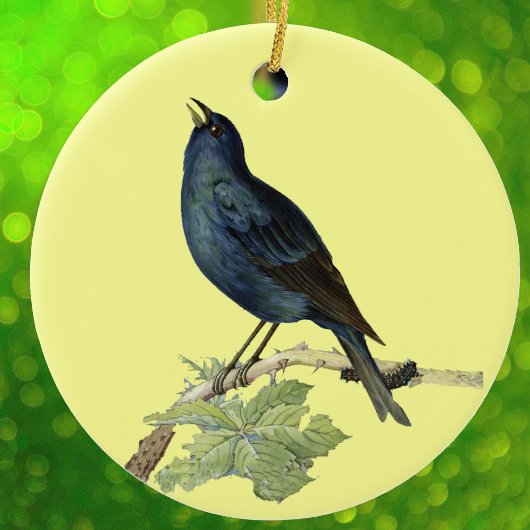 Elegant Vintage Black Bird Yellow Keramisch Ornament