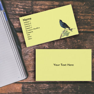 Elegant Vintage Black Bird Yellow Visitekaartje