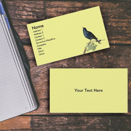Elegant Vintage Black Bird Yellow Visitekaartje