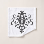 Elegant Vintage Black en White Damask Bad Handdoek (Wasdoekje)