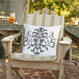 Elegant Vintage Black en White Damask Buitenkussen