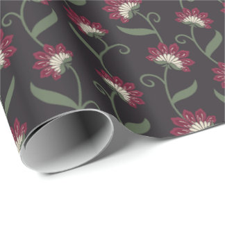 Elegant Vintage Black Floral Wrapping Paper Cadeaupapier