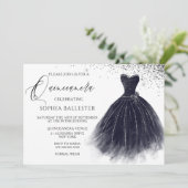 Elegant Vintage Black Glitter Gown Quinceanera Kaart (Staand voorkant)