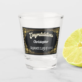 Elegant Vintage Black Gold Afstuderen Monogram Shot Glas