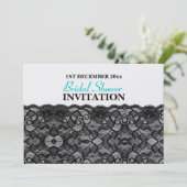 Elegant Vintage Black Lace Vrijgezellenfeest Aqua  Kaart (Staand voorkant)