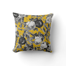 Elegant Vintage Black White Rozen Mustard Yellow