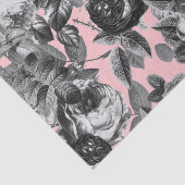 Elegant Vintage Black White Rozen op roze Tissuepapier (Detail)
