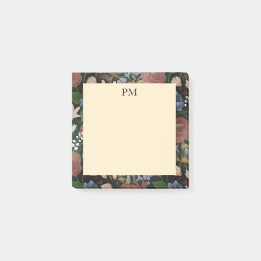Elegant Vintage Bloem Monogram Post-it® Notes (Voorkant)