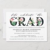 ELEGANT VINTAGE-BLOEMEN AFSTUDEERFEEST UITNODIGING (Voorkant)