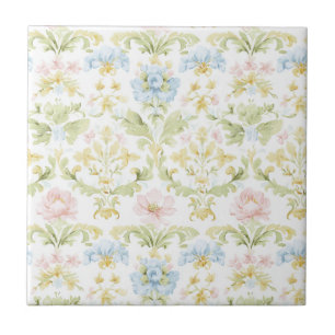 Elegant Vintage Bloemendesign in Pasteltinten Tegeltje