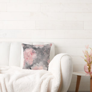 Elegant Vintage Bloemendessin in Kant Patroon Roze Kussen