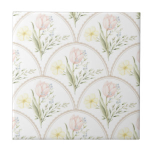 Elegant Vintage Bloemige Pastel Design Tegeltje