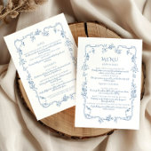 Elegant vintage bloemmotief Bruidsdouche Menu