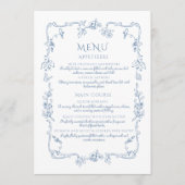 Elegant vintage bloemmotief Bruidsdouche Menu (Voorkant)