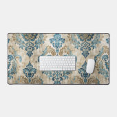 Elegant Vintage Blue Floral Bureaumat (Keyboard & Muis)