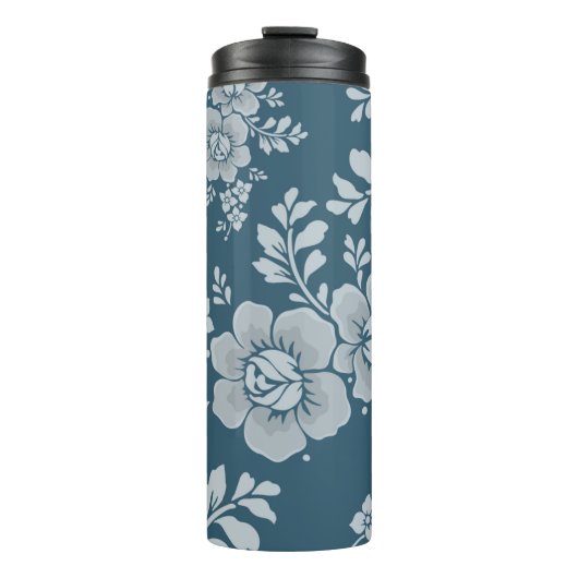 Elegant Vintage Blue Flower Pattern Thermosbeker (Voorkant)