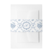 Elegant Vintage Blue Toile Monogram Wedding Uitnodigingen Wikkel (Voorkant Voorbeeld)