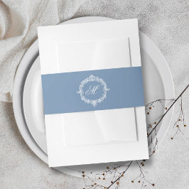 Elegant Vintage Blue Toile Monogram Wedding Uitnodigingen Wikkel