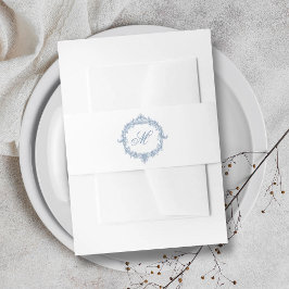 Elegant Vintage Blue Toile Monogram Wedding Uitnodigingen Wikkel