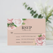 Elegant Vintage Blush Pink Floral Wedding RSVP (Staand voorkant)