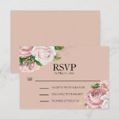 Elegant Vintage Blush Pink Floral Wedding RSVP (Voorkant / Achterkant)