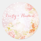 Elegant Vintage Blush Pink Weddenschap Rozen Ronde Sticker (Voorkant)