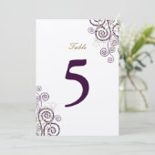 Elegant Vintage Boho Paarse Spiraal Tabelnummer Kaart (Staand voorkant)