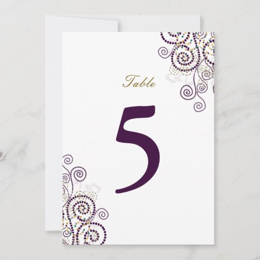 Elegant Vintage Boho Paarse Spiraal Tafelnummer (Voorkant)