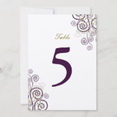 Elegant Vintage Boho Paarse Spiraal Tafelnummer (Voorkant)
