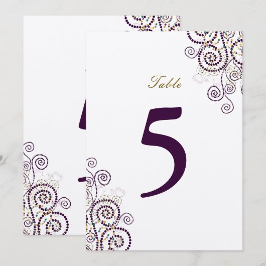 Elegant Vintage Boho Paarse Spiraal Tafelnummer (Voorkant / Achterkant)